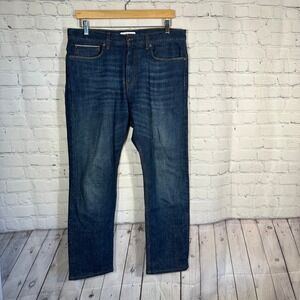 SPOKE London Men Dark Wash Indigo Selvedge Denim Jeans Size 35 x 30 Straight Leg